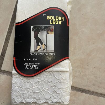 NWT Vtg Golden Legs Opaque Footless Tights One Size