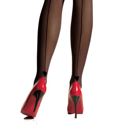 SEXY O/S WOVEN RED OR BLACK BACK SEAM HEART SHEER THIGH HI STOCKINGS HARD 2 FIND