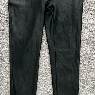 Spanx Shiny Faux Leather Leggings Women's Size Small Black 20014R