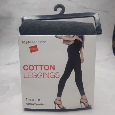 NEW Hanes Women's Style Essentials Cotton Spandex Leggings Heather Gray Med
