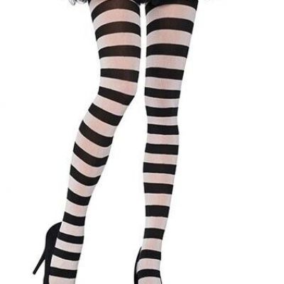 Costumes USA Black & White Wide Stripe Tights Women's (Fits to 160 Lbs) Cosplay