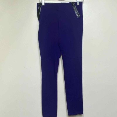 Love Tree Purple Leggings Moto Style Faux Leather Accent on Zipper Size Medium