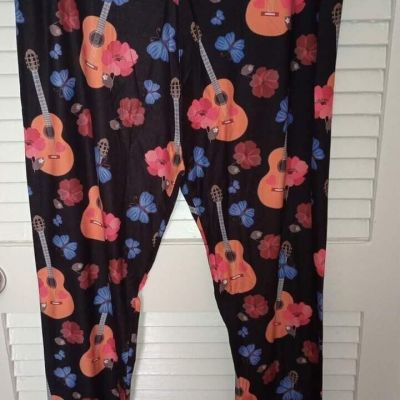 Womens Leggings Extra Plus 3x/5x Guitars Pattern