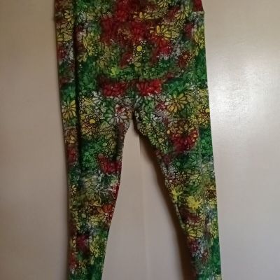LulaRoe Women's Floral Leggings Polyester Spandex Size TC2