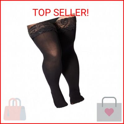 Plus Size 55D Thigh High Stockings Women Silicone Lace Top Stay Up Lingerie