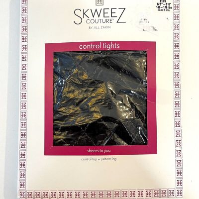 Skweez Couture Control Top Patterned Pantyhose Tights Black Large 5'8