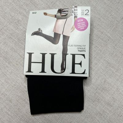 HUE Women's U17934 Flat-tering Fit Opaque Tights Black Size 2