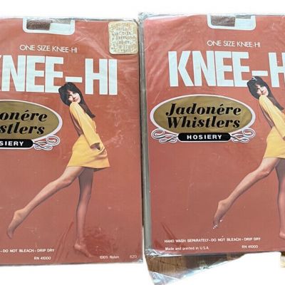 Vintage 70s JADONERE WHISTLERS Knee Highs~x2 Pair New In Pkgs