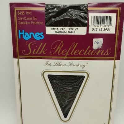 Hanes Silky Reflections Control Top Sandalfoot Pantyhose Size EF Tortoise Shell