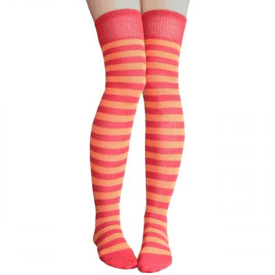 Pomegranate & Spice Striped Thigh Highs