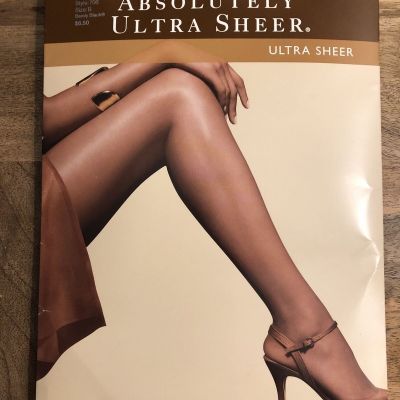 Vintage Hanes Absolutely Ultra Sheer Con Top Size B Barely Black Pantyhose #706