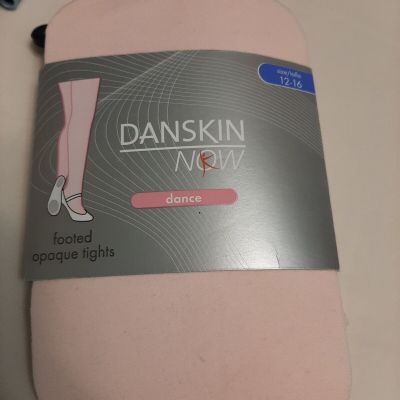 Women’s girls Danskin Now Pink Footed Opaque Tights Size 12 - 16  NEW in package