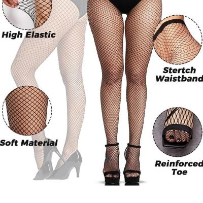 Soft & Stretchy High Waist Fishnet Tights Partterned Fishnets Nylons Stockings