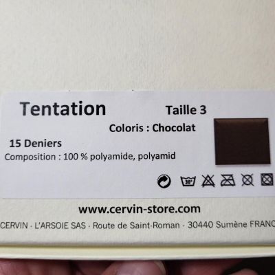 CERVIN Tentation RHT 15 dn stockings, Sizes 3 4 and 5, Chocolat color, New
