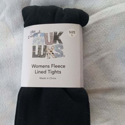 NEW Muk Luks Women's Black Fleece Lined Tights - L