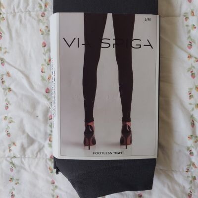 Via Spiga 1 Pair Footless Tights Charcoal Gray Size S/M NWT