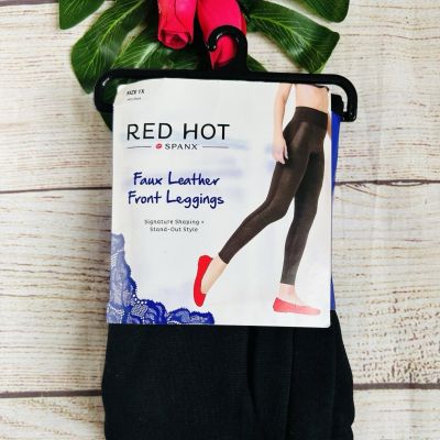 Red Hot by SPANX Women’s Plus Faux Leather Front Ponte Shaping Leggings 1X NWT