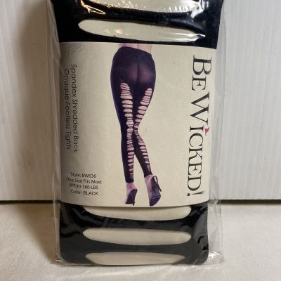 BE WICKED Spandex Shredded Back Opaque Footless Tights NEW FITS 90-160 POUNDS