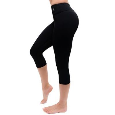 High Waisted Capri Leggings for Women Tummy Control - Workout Yoga Pants Black
