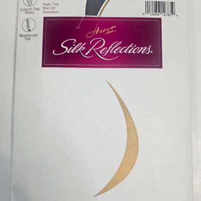 Hanes Silk Reflections Pantyhose Sz CD Quicksilver Control Top Reinforced Toe