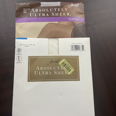 Hanes Absolutely Ultra Sheer Control Top Sandalfoot Pantyhose Sz B Pearl& Silver