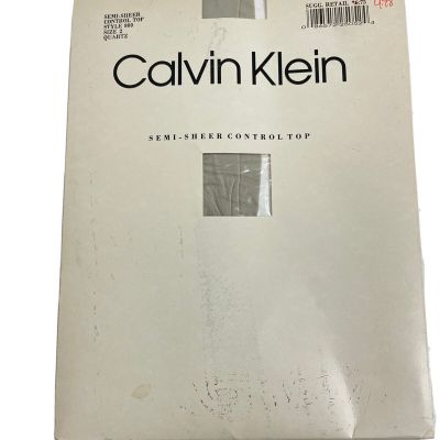 Vintage Calvin KLEIN Semi Sheer Control Top Quartz Pantyhose Size 2 Taupe 1992