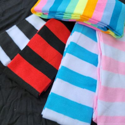 Polo Striped Thigh High Socks Above knee Stockings for Women Ladies Girls