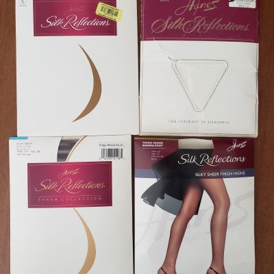 Five Hanes Silk Reflections Pantyhose And Thigh Highs Silky Sheer Sz CD 5 Pair