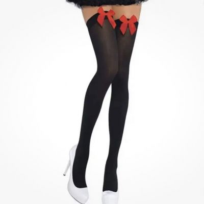 Lot of 3 Pairs Thigh High Novelty Stockings with Bow - Sexy Cosplay / Halloween