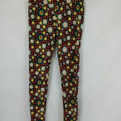 New LuLaRoe One Size Leggings With Bright Colorful Retro Floral Design