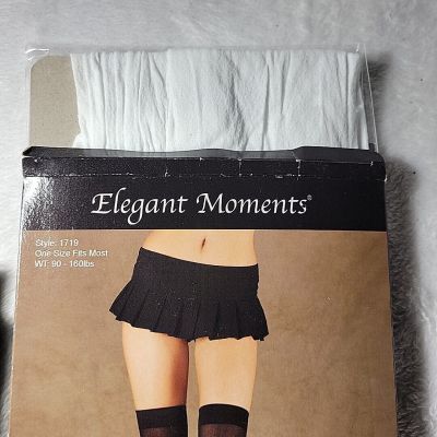 Elegant Moments Style 1719 White Opaque Thigh Highs OSFM 90-160lb 1719