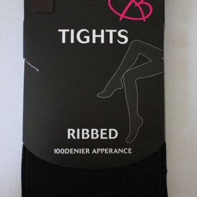 NEW Womens Ribbed Footed Tights Size Medium Black Soft Stretch Bobbie Brooks