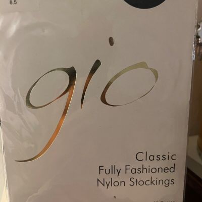 Gio Classic Fully Fashioned Nylon Stockings Black Havana 8.5