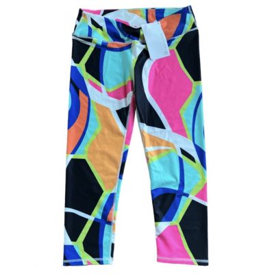 Fabletics Power Hold Gym Workout Leggings Size M Geometric Print Crop NWT!