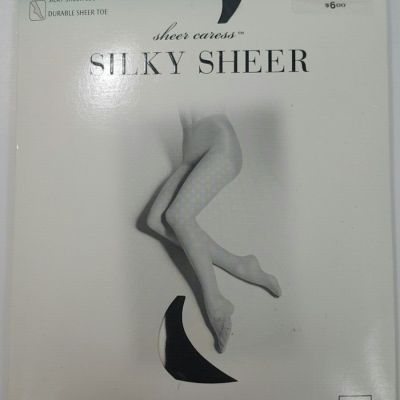 Sheer Caress Queen Short Silky Sheer Off Black 89 Pantyhose JC PENNEY VTG USA