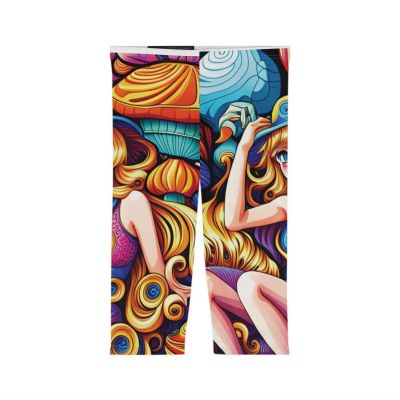 Women’s Capri Leggings (AOP)Anime Mushroom style