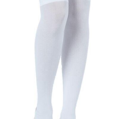 Opaque Polyester Sexy Nurse Thigh Hi Stockings White One Size Fits Most