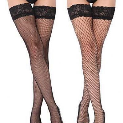 SOUTHRO 2 Pairs Women’s Fishnets Thigh High Stockings Tights Socks With Lace ...