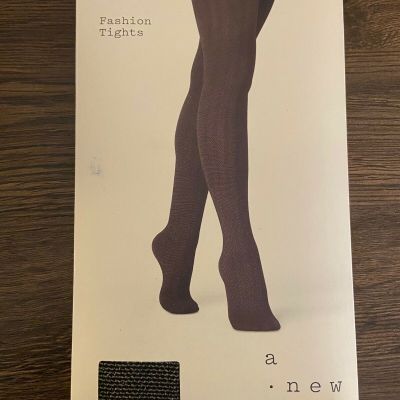 Women's A New Day Herringbone with Subtle Sparkle Tights Black Size Small/Medium