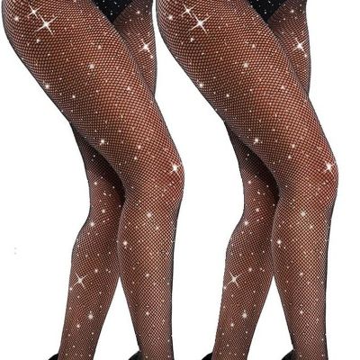 Sexy Sparkly Fishnets Stockings Jeweled High Waist Fishnet Tights for Women Rhin