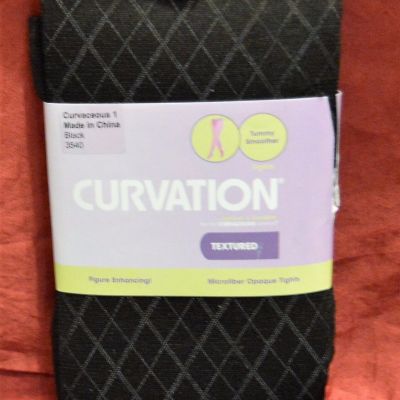 4 Pair Curvation Figure Shapeing Textured Opaque Micro Tights Size 1 Black (W)