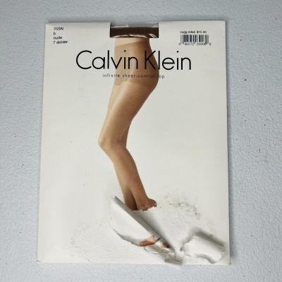 Calvin Klein Infinite Sheer Control Top Pantyhose Nude Size B 705N 1 Pair