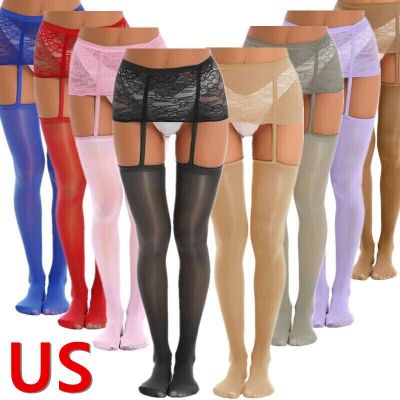 US Women High Waist Lace Stockings Lingerie Pantyhose Lace Miniskirt Underwear