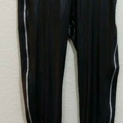 Indero Black Faux Leather Full Zippers  Hip to Ankle Leggings Please check photo