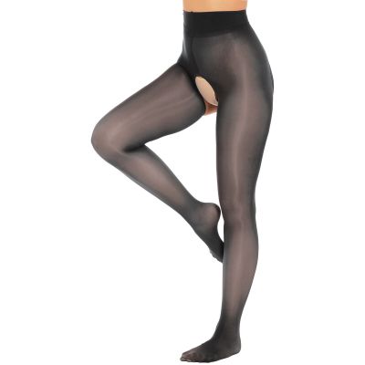 US Women's Pantyhose Glossy Sheer Hollow Out High Waist Tights Stockings Hosiery