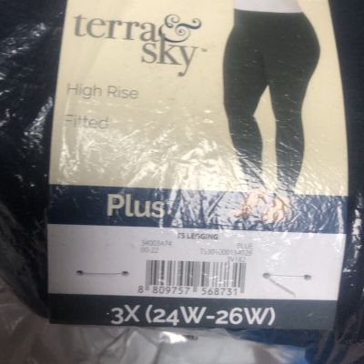 Terra And Sky Navy High Rise Fitted Leggings Size 3X NWT