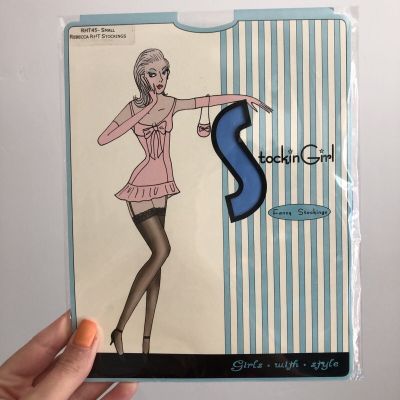 Stockin Girl Fancy Stockings Thigh Highs Blue Retro Vintage Rebecca Stockings SM