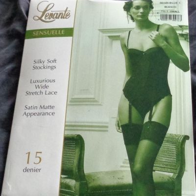 Levante Sensuelle Lace Top Soft Stockings - Small - White - BRAND NEW IN PACKAGE
