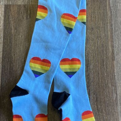 Heart Rainbow High women stocking socks dance club costume perform Pride 2XL