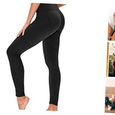 Leggings for Women High Waisted Plus Size Large-X-Large No Pocket Black